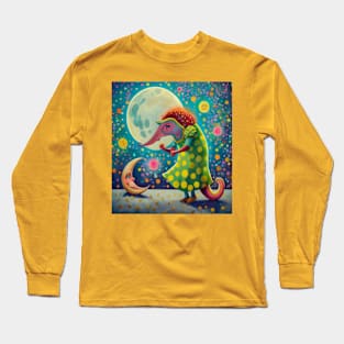 old pangolin dancing on moon Long Sleeve T-Shirt